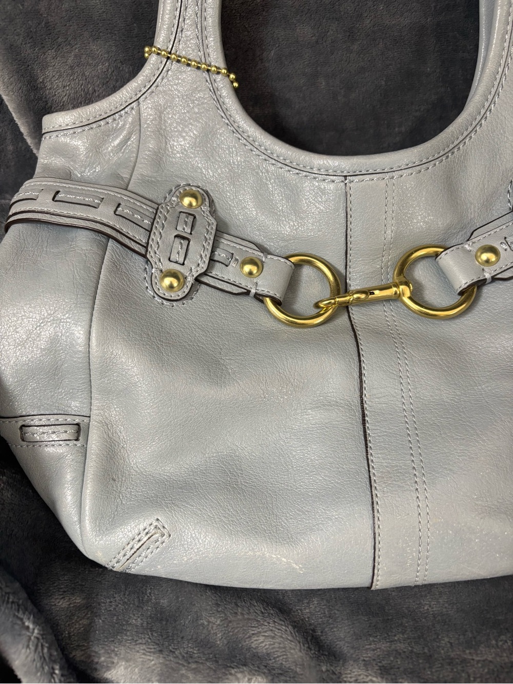 Coach Pleated Ergo Tote Hobo Shoulder Bag Light Blue Z17208 - Picture 8 of 8